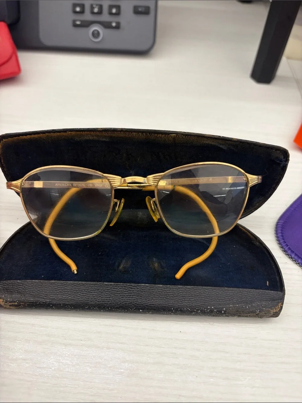Vintage 12K Gold Filled Frame Eyeglasses with Amber Temple Tips